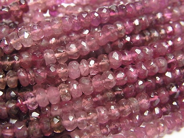 動画】ピンクトルマリンAA++ ボタンカット3×3×2mm 1連（約34cm