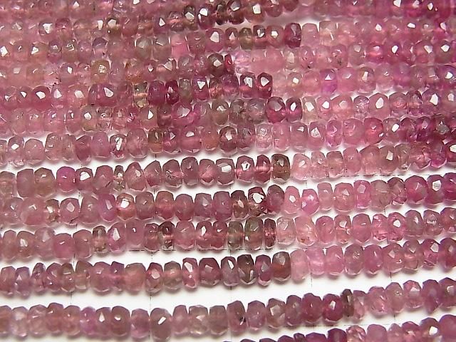 【動画】ピンクトルマリンAA++ ボタンカット3×3×2mm 1連(約34cm) サムネイル2