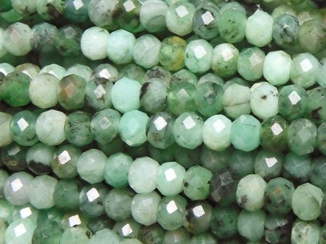 【動画】【素晴らしい輝き】ブラジル産エメラルドAA++ ボタンカット4×4×3mm 半連/1連(約30cm)の画像