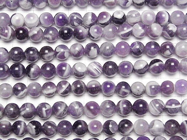 ストライプアメジスト（紫水晶） ラウンド8mm ｜天然石ビーズの卸問屋・通販ケンケンジェムズ
