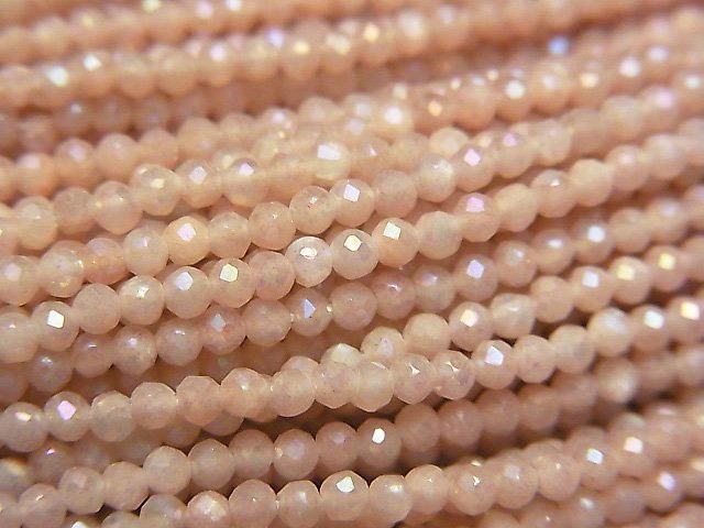 【素晴らしい輝き】オレンジムーンストーンAAA- 極小ラウンドカット2mm コーティング 1連(約37cm)の画像