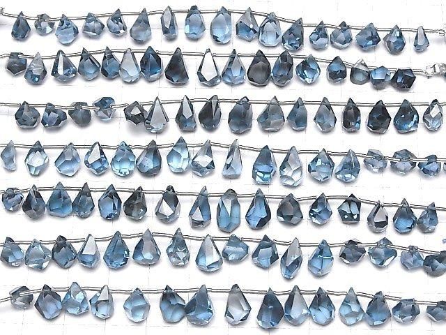 【動画】宝石質ロンドンブルートパーズAAA ラフドロップ ブリオレットカット 半連/1連(14粒) サムネイル4