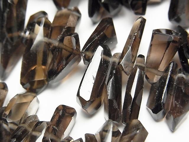 【動画】スモーキークォーツAAA- タンブルカット クレオ穴 半連/1連(約37cm)の画像