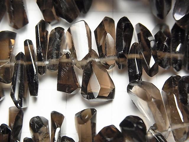 【動画】スモーキークォーツAAA- タンブルカット クレオ穴 半連/1連(約37cm) サムネイル2