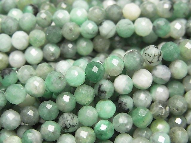 【動画】【素晴らしい輝き】ブラジル産エメラルドAA+ ラウンドカット4mm 1連(約36cm)の画像