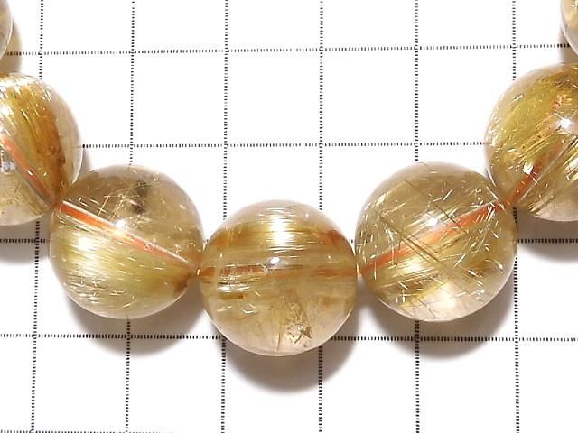 【動画】【1点もの】最上級タイチンルチルクォーツAAAA ラウンド14mm 1連(ブレス) NO.1 サムネイル2