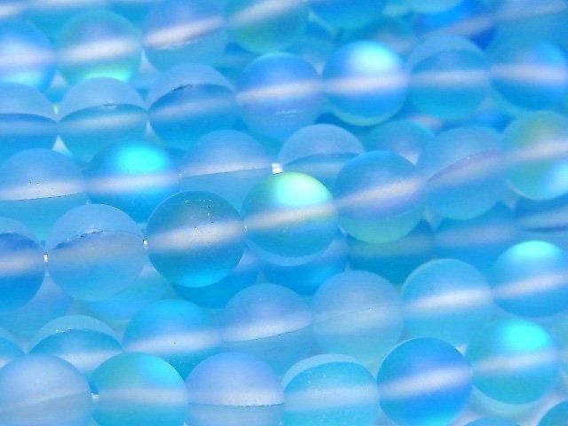 フロストアクアブルー ルナフラッシュ ラウンド8mm 1連(約35cm)の画像