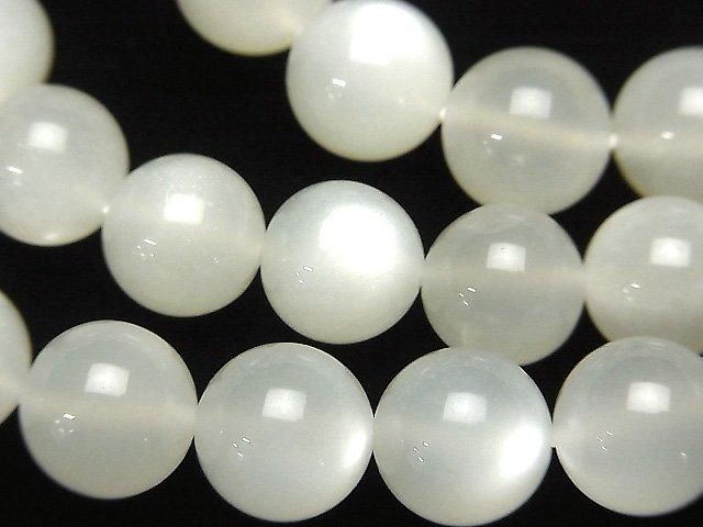 【動画】ホワイトムーンストーンAAA- ラウンド10mm 1連(ブレス)の画像