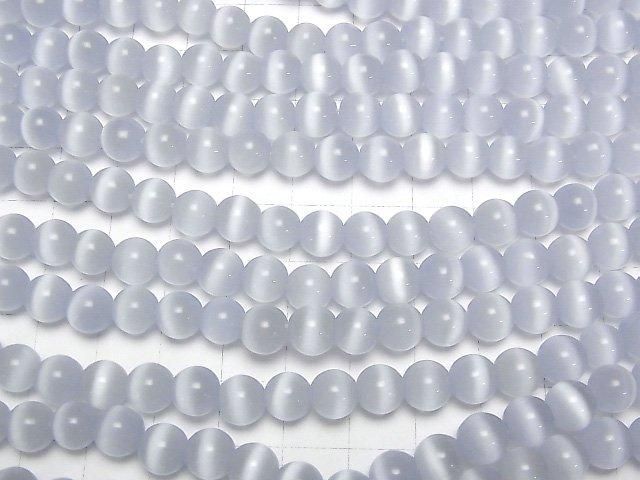 【動画】ブルーグレーカラーキャッツアイ ラウンド7.5mm 1連(約34cm) サムネイル3