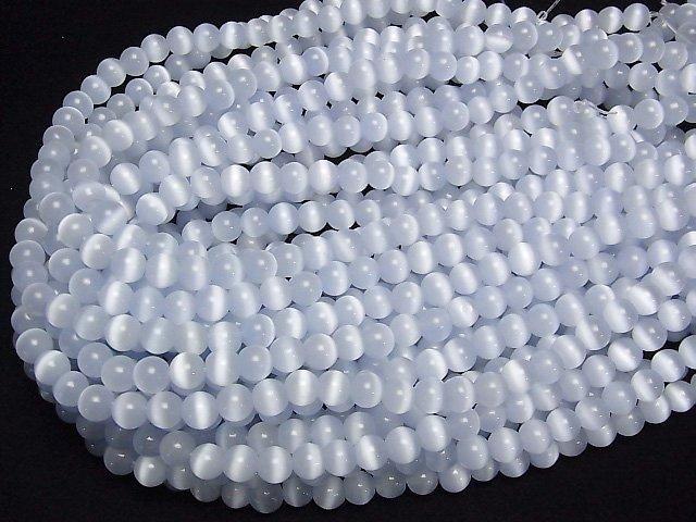 【動画】ブルーグレーカラーキャッツアイ ラウンド7.5mm 1連(約34cm) サムネイル4