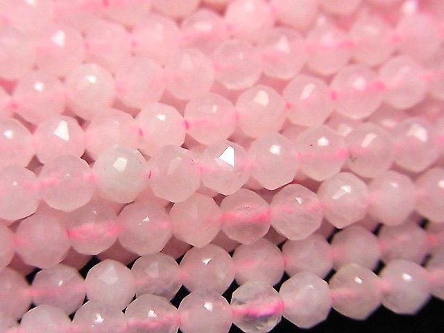 【動画】【素晴らしい輝き】ローズクォーツAA+ スターラウンドカット4mm 1連(約36cm)の画像