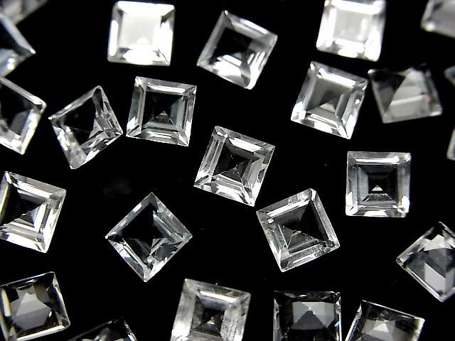 【動画】宝石質ホワイトトパーズAAA ルース スクエアファセットカット6×6mm 5粒の画像