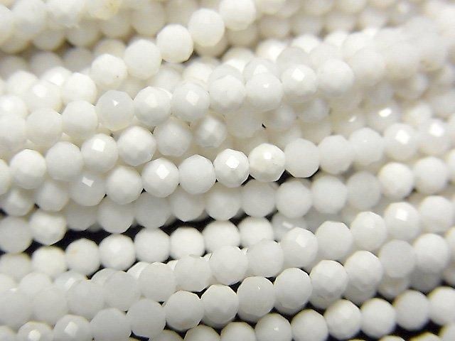 【動画】【素晴らしい輝き】ホワイトオニキスAAA- ラウンドカット2mm 1連(約37cm)の画像