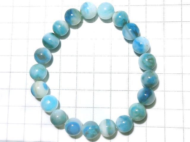 【動画】【1点もの】高品質ペルー産ブルーオパールAAAA+ ラウンド10mm 1連(ブレス) NO.101 サムネイル3