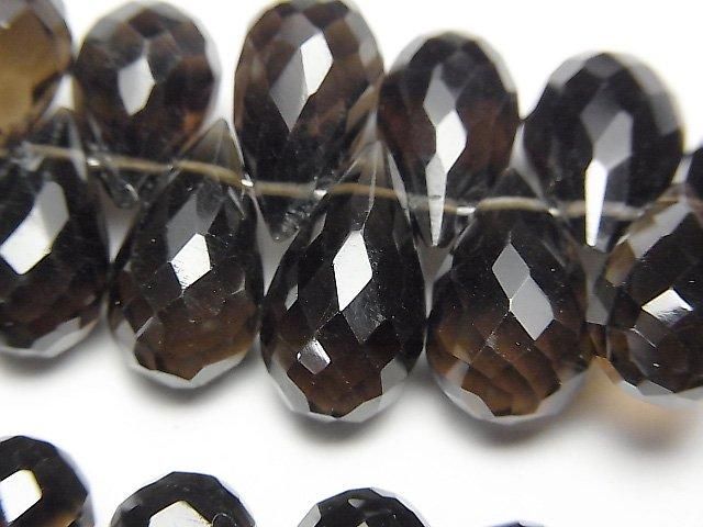 宝石質スモーキークォーツAAA ドロップ ブリオレットカット 半連/1連(約15cm)の画像