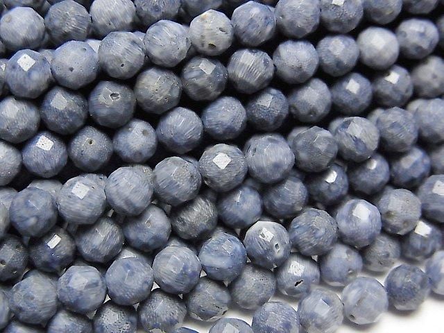 【動画】【素晴らしい輝き】ブルースポンジサンゴ ラウンドカット4mm 1連(約36cm)の画像
