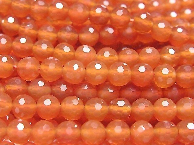 【動画】【素晴らしい輝き】カーネリアンAAA 128面ラウンドカット6mm 1連(約36cm)の画像