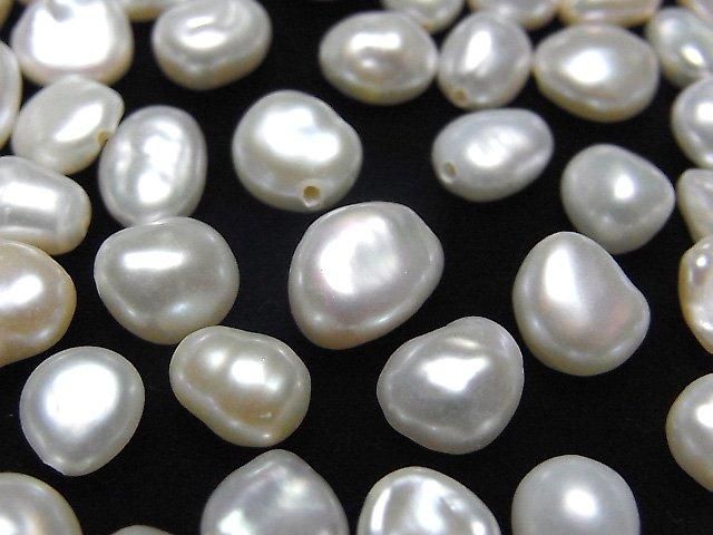 【動画】【粒売り】淡水真珠AA++ ポテト~バロック6~10mm 【片穴】 ホワイト 10粒の画像