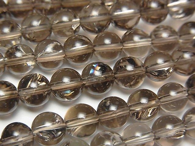 【動画】スモーキーアイリスクォーツAAA- ラウンド6mm 半連/1連(約36cm)の画像