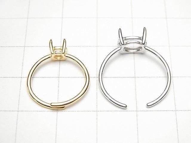 【動画】Silver925 リング空枠(爪留め)横向きオーバルファセットカット10×8mm 18KGP フリーサイズ 1個 サムネイル4
