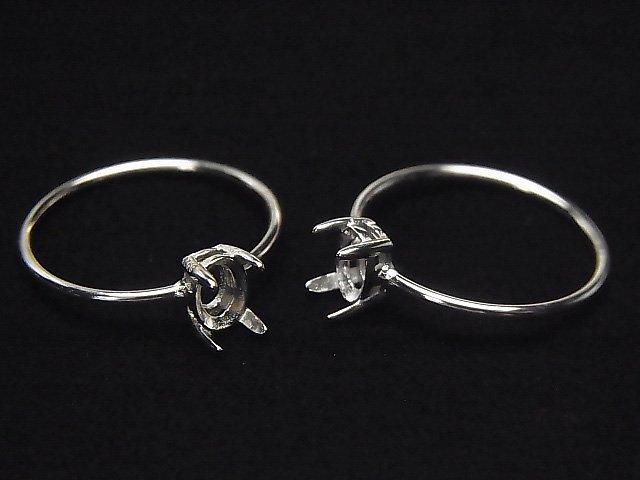 【動画】Silver925 リング空枠(爪留め)オーバルファセットカット6×4mm ロジウム 1個の画像