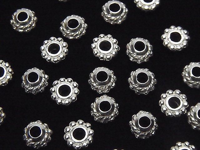 【動画】Silver925 ロンデル6.5×6.5×3mm ホワイトシルバー 2個の画像