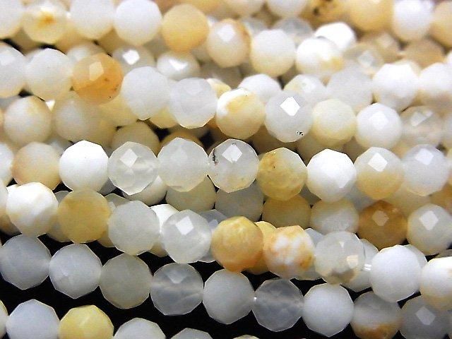 【動画】【素晴らしい輝き】タンザニア産ホワイトオパール ラウンドカット4.5mm 1連(約37cm)の画像