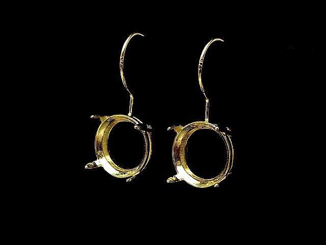 【動画】Silver925 ピアスフック空枠(爪留め)ラウンドファセットカット10×10mm 18KGP 1ペアの画像