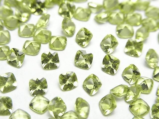 【動画】宝石質ペリドットAAA ルース スクエアファセットカット4×4mm 5粒の画像