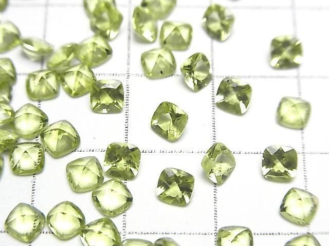 【動画】宝石質ペリドットAAA ルース スクエアファセットカット4×4mm 5粒 サムネイル2