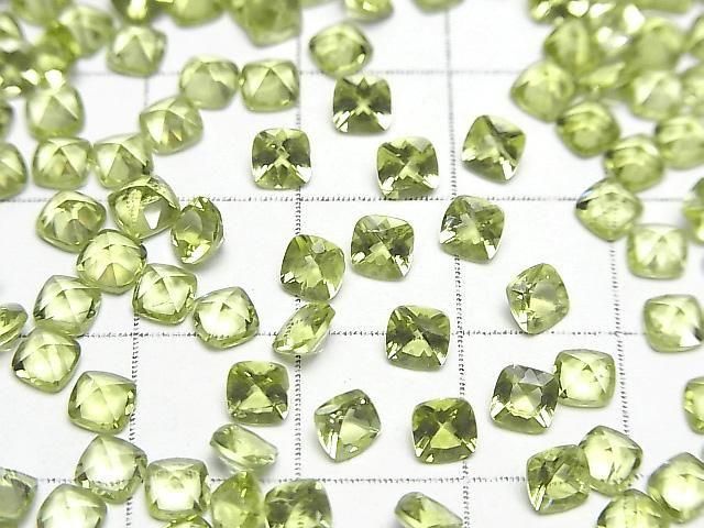 【動画】宝石質ペリドットAAA ルース スクエアファセットカット4×4mm 5粒 サムネイル3