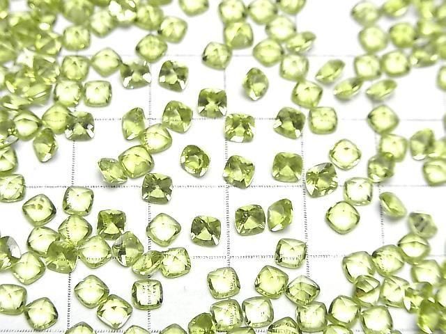 【動画】宝石質ペリドットAAA ルース スクエアファセットカット4×4mm 5粒 サムネイル4