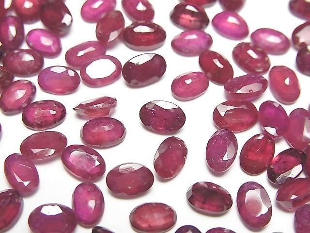 【動画】ルビーAA++ ルース オーバルファセットカット6×4mm 3粒の画像