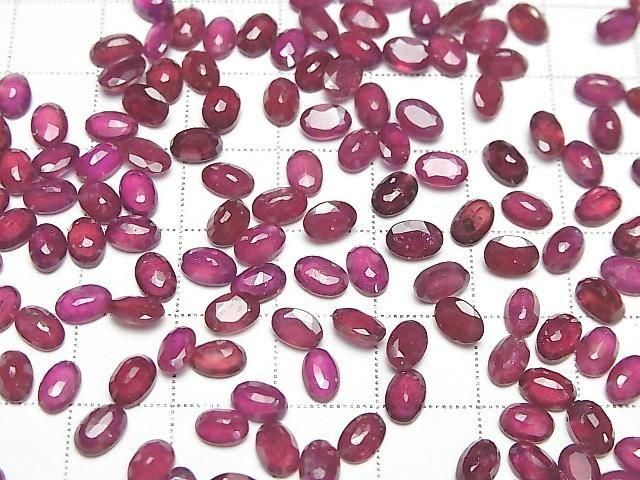 【動画】ルビーAA++ ルース オーバルファセットカット6×4mm 3粒 サムネイル4