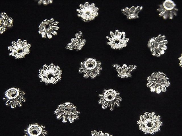 コッパー(銅) ビーズキャップ6×6×3mm シルバーコーティング 1連(約18cm)の画像