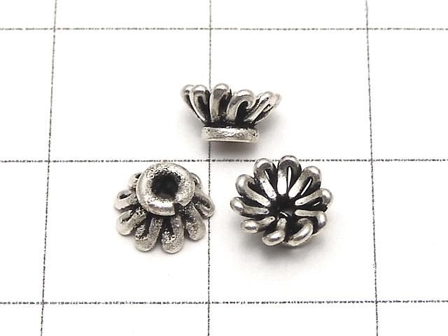 コッパー(銅) ビーズキャップ6×6×3mm シルバーコーティング いぶし仕上げ 1連(約18cm) サムネイル2