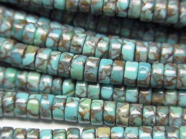 【動画】ブルーコッパーターコイズAAA ロンデル(ヘイシ)4×4×2mm 半連/1連(約38cm)の画像