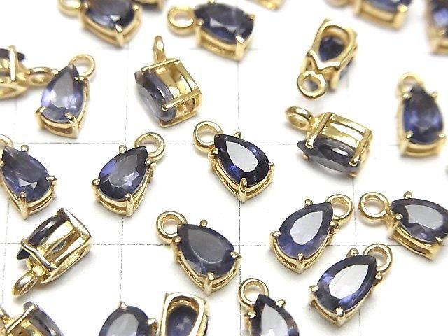 【動画】宝石質アイオライトAAA 枠留めペアシェイプファセットカット6×4mm 18KGP 2個 サムネイル3
