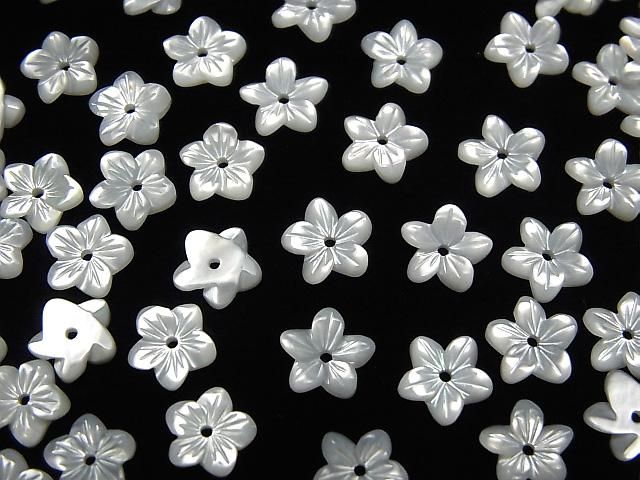 【動画】高品質ホワイトシェル(白蝶貝)AAA フラワー 【6mm】【8mm】【10mm】【12mm】 中央穴 4粒 サムネイル3