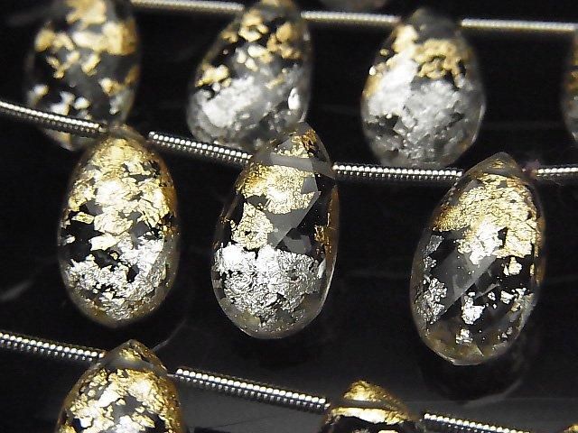 【動画】ダブレットクリスタルAAA ペアシェイプカット ゴールド&シルバー 1連(約20cm)の画像