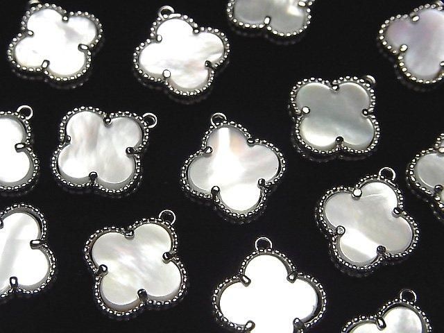 【動画】ホワイトシェル フラワー型チャーム11×11mm 【片カン】 SILVER925製 1個の画像