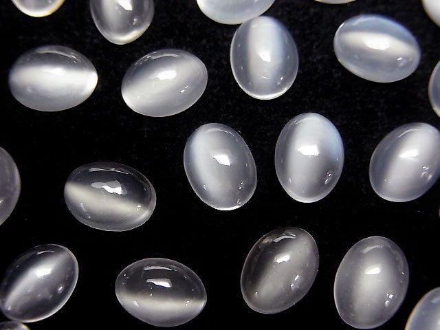 【動画】宝石質ホワイトムーンストーンAAA オーバル カボション8×6mm 5個の画像