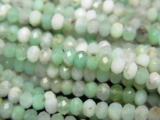 【動画】【素晴らしい輝き】クリソプレーズAA ボタンカット3.5×3.5×3mm 1連(約36cm)の画像