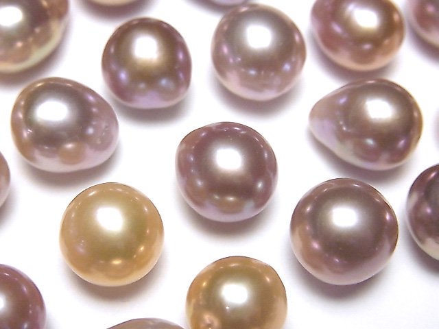 【動画】【粒売り】淡水真珠AAA-　ルース　ドロップ～バロック10～14mm　天然色ラベンダー　3粒