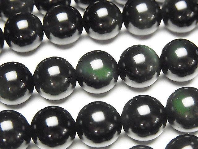 【動画】グリーンオブシディアン ラウンド10mm 半連/1連(約36cm)の画像