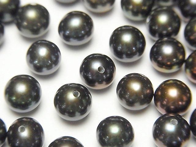 【動画】淡水真珠AAA ラウンド7~7.5mm 【片穴】 メタリックネイビー 1ペアの画像
