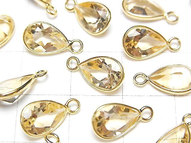 【動画】宝石質シトリンAAA 枠留めペアシェイプファセットカット10×7mm 18KGP 3個 サムネイル2