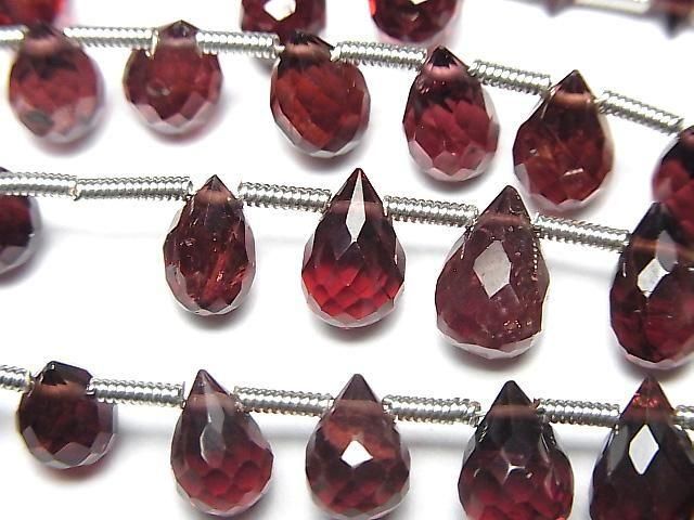 【動画】宝石質モザンビーク産ガーネットAAA ドロップ ブリオレットカット 半連/1連(26粒)の画像