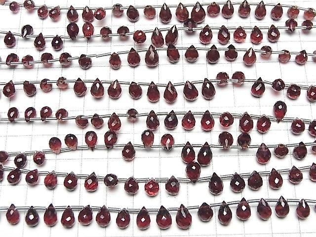 【動画】宝石質モザンビーク産ガーネットAAA ドロップ ブリオレットカット 半連/1連(26粒) サムネイル4