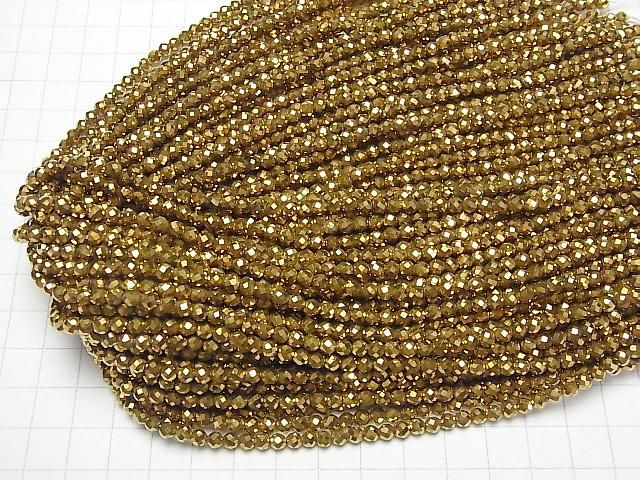 【動画】【素晴らしい輝き】ヘマタイト ラウンドカット4mm ゴールドコーティング 1連(約36cm) サムネイル4